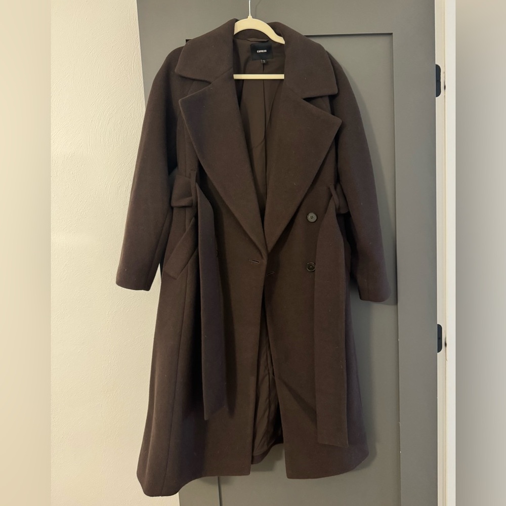 Express Women's Dark Brown Belted Trench Coat